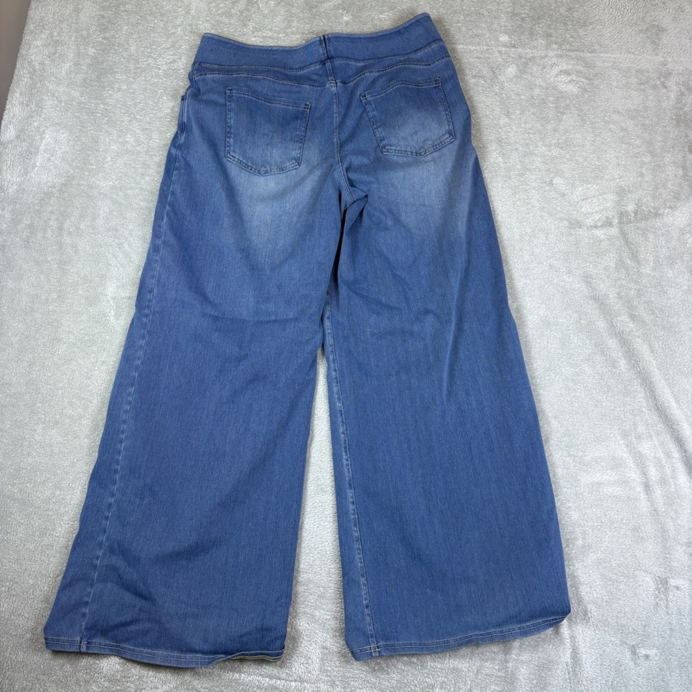 Halara Jeans Women XL (Fits 34x30) Wide Leg Faded Blue Stretch Whiskered - Picture 2 of 9